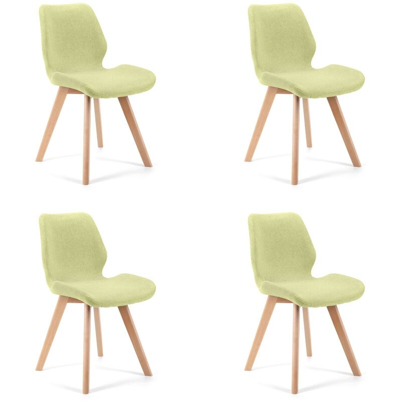 Akord - Lot de 4 chaises de salle à manger en tissu SJ.0159 Vert