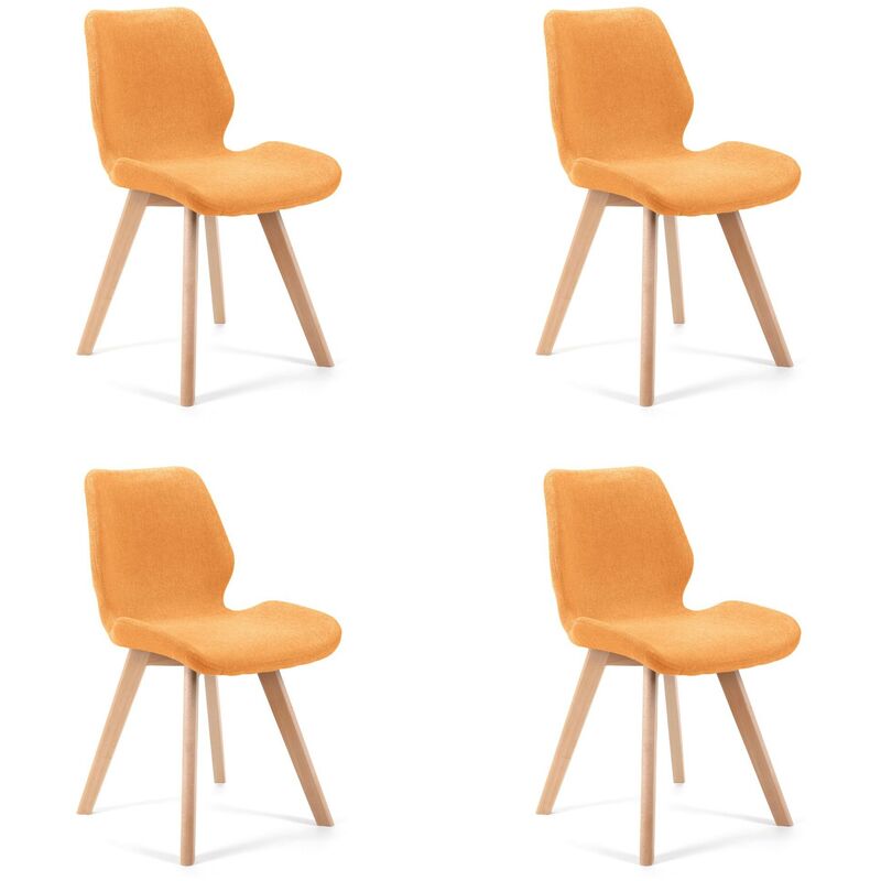 Akord - Lot de 4 chaises de salle à manger en tissu SJ.0159 Orange