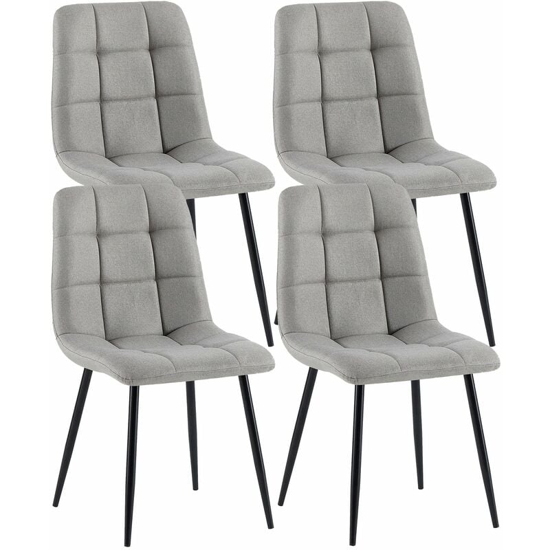 Décoshop26 - Lot de 4 chaises de salle à manger en tissu gris pieds métal noir design moderne et confortable CDS10413