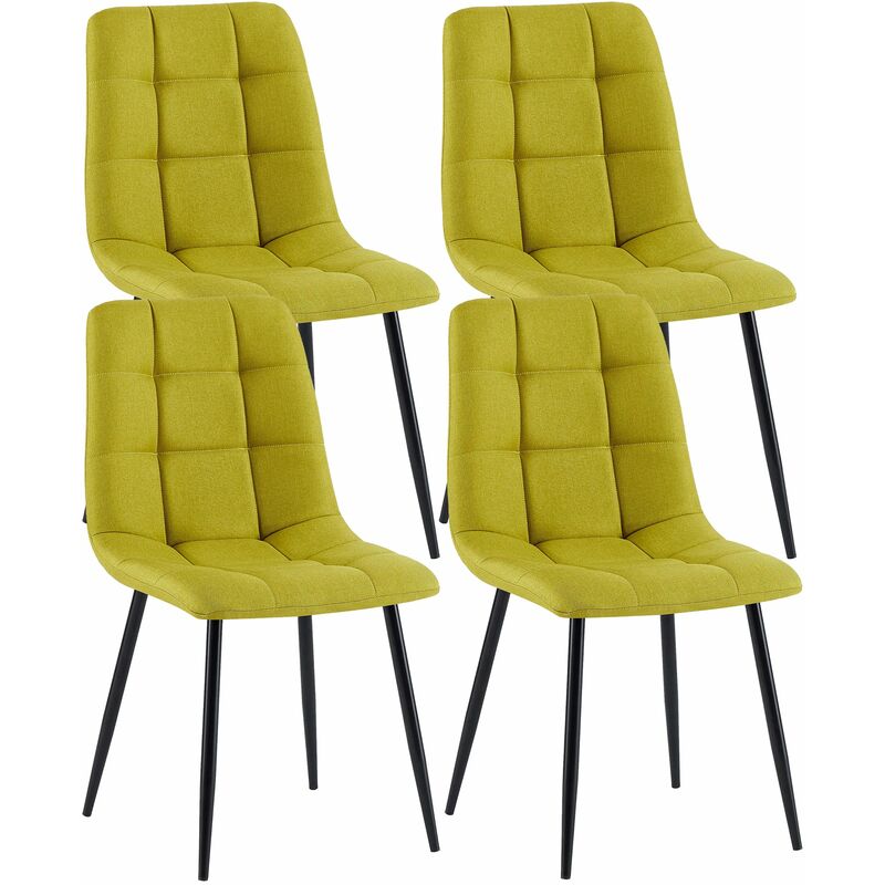 Décoshop26 - Lot de 4 chaises de salle à manger en tissu vert pieds métal noir design moderne et confortable CDS10412