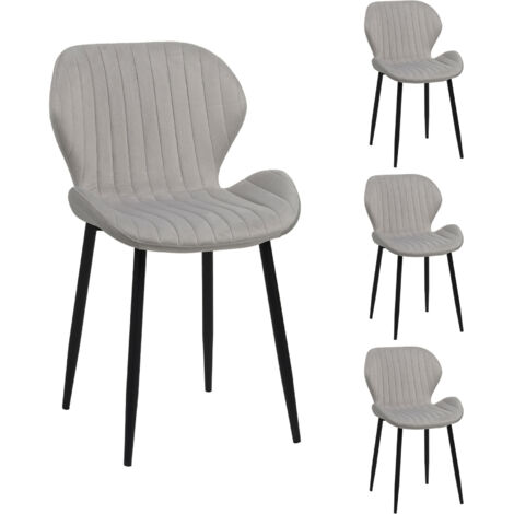 Lot de 4 chaises de salle à manger en velours gris clair - VELVET