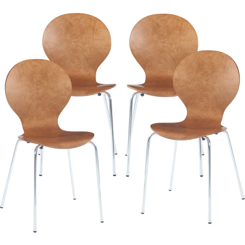 [en.casa] - Lot de 4 chaises de salle à manger Etne effet noyer