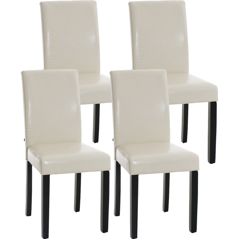 Lot de 4 Chaises de salle à manger Ina similicuir avec pieds en Bois Crème Noir