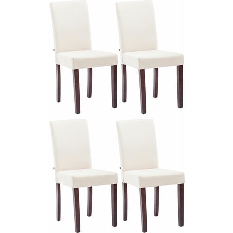 Lot de 4 Chaises de salle à manger Ina Tissu avec pieds en Bois Crème Cappuccino
