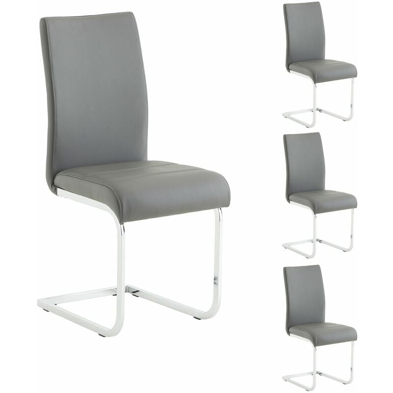 Lot de 4 chaises leticia, en synthétique gris