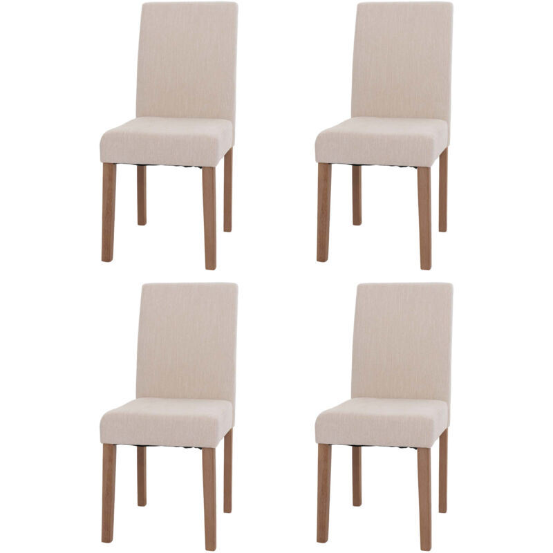 Lot de 4 chaises de salle à manger Littau, chaise de cuisine à dossier haut, tissu/textile chenille bois crème, pieds