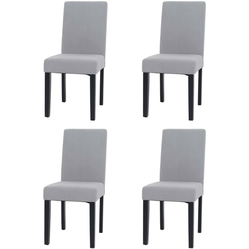HHG - Lot de 4 chaises de salle à manger Littau, chaise de cuisine à dossier haut, tissu/textile Velours Bois, gris clair, pieds foncés