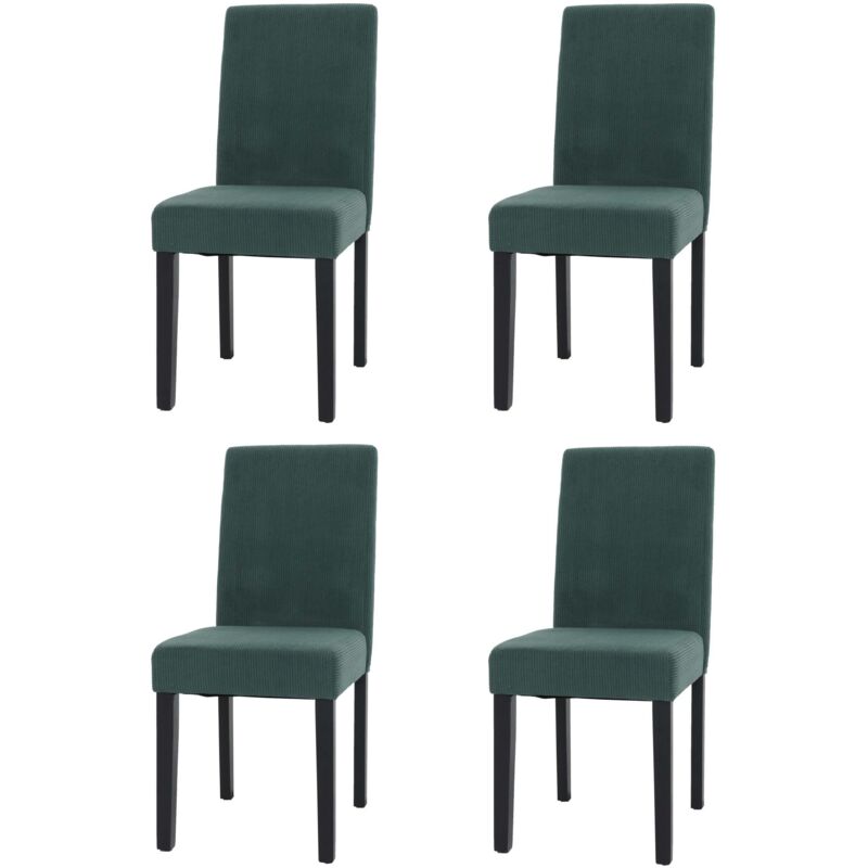 Lot de 4 chaises de salle à manger Littau, chaise de cuisine à dossier haut, tissu/textile Velours Bois, vert, pieds foncés Lot de 4 chaises de salle à manger Littau, chaise de cuisine à dossier haut, tissu/textile Velours Bois, vert, pieds foncés