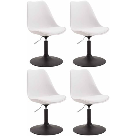 Lot de 4 Chaises de salle à manger Maverick en Plastique avec pied métal Blanc Noir