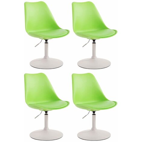 Lot de 4 Chaises de salle à manger Maverick en Plastique avec pied métal Vert Blanc