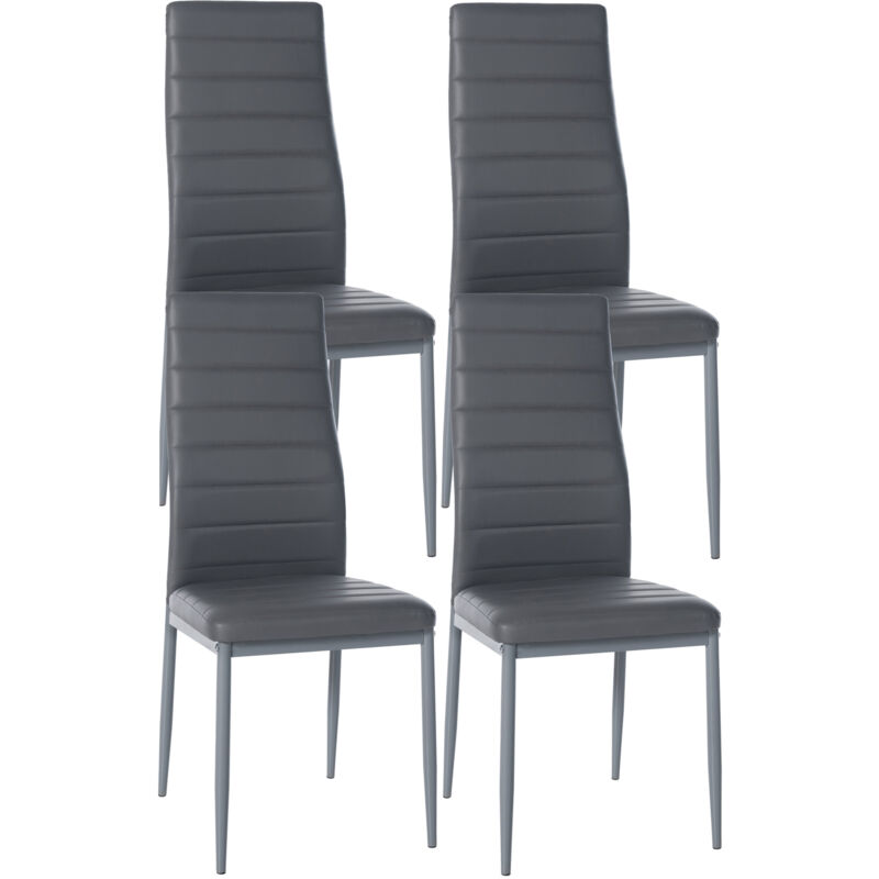 CLP - Lot de 4 chaises de salle à manger Mayfair Gris Similicuir
