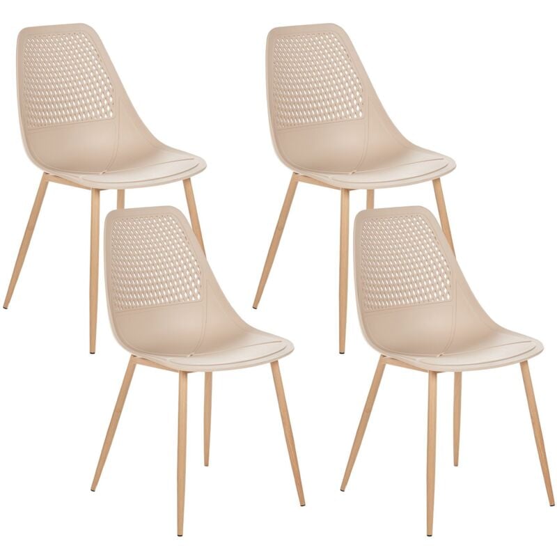 Beliani - Lot de 4 Chaises de Salle à Manger Moderne Minimaliste Sans Accoudoirs Assise en Plastique Beige Hazelton