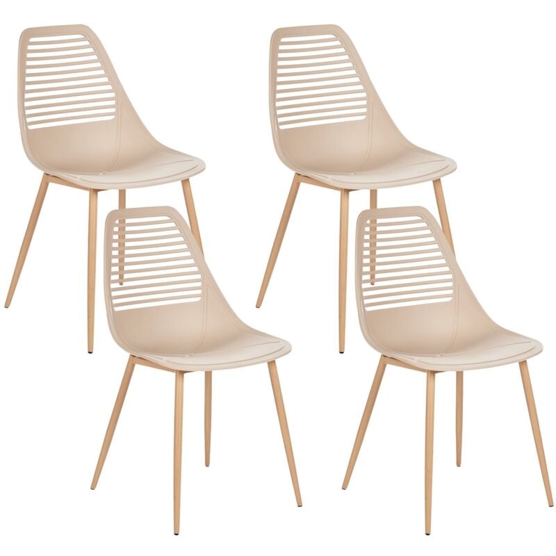 Lot de 4 Chaises de Salle à Manger Moderne Minimaliste Sans Accoudoirs Assise en Plastique Beige Montello