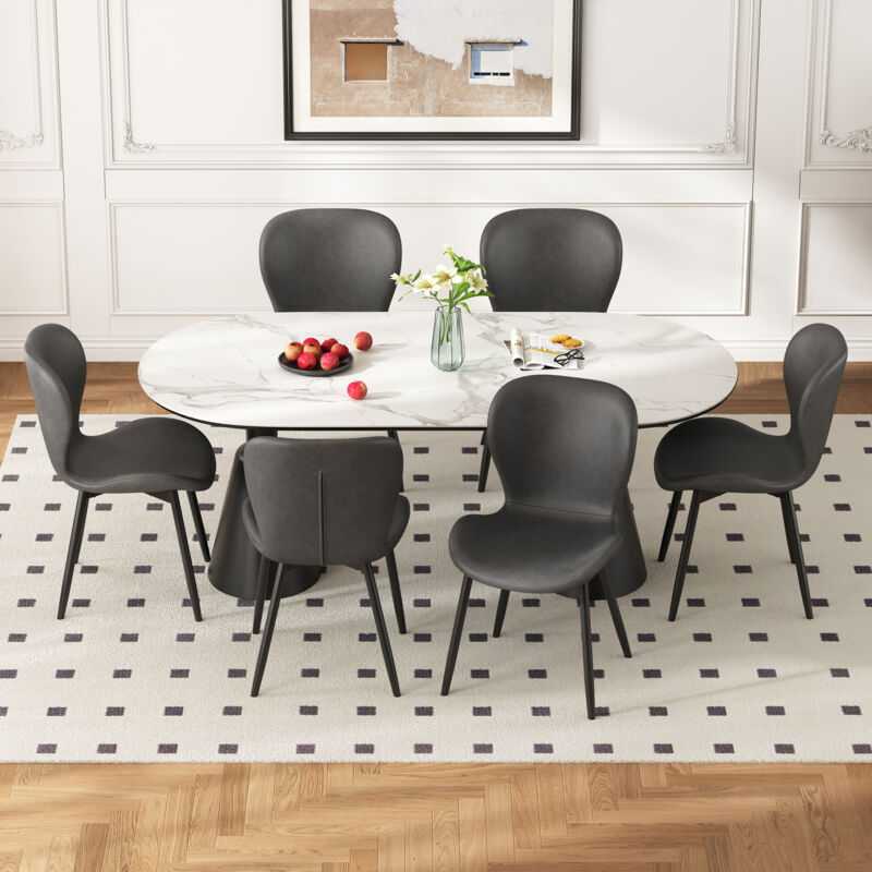 Okwish - Lot de 6 chaises de salle à manger en velours avec design matelassé et pieds galvanisés pour salle à manger et cuisine (gris)