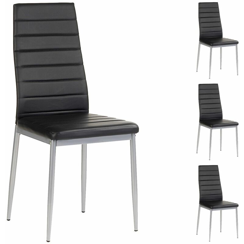 Idimex - Lot de 4 chaises nathalie, en synthétique noir