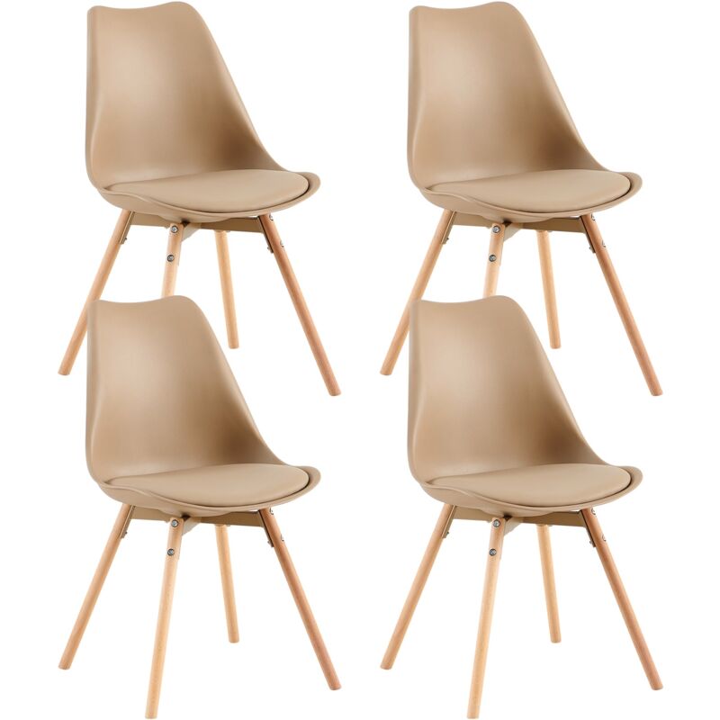 Eggree - Lot de 4 chaises de salle à manger rembourrées avec bois massif Assise Dossier pour salle à manger, salon, chambre à coucher, salle de