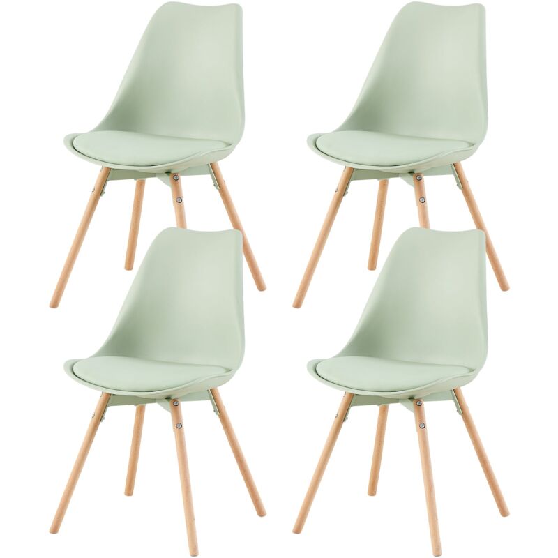 Eggree - Lot de 4 chaises de salle à manger rembourrées avec bois massif Assise Dossier pour salle à manger, salon, chambre à coucher, salle de