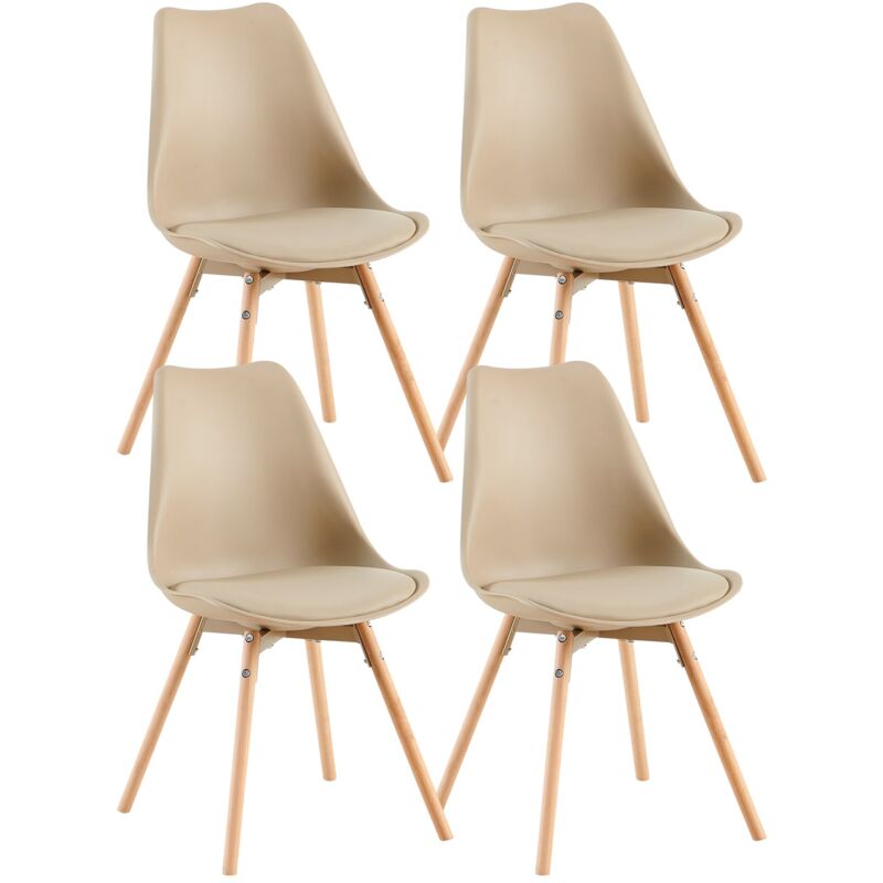 Eggree - Lot de 4 chaises de salle à manger, rembourrées, avec bois massif, assise et dossier, pour salle à manger, salon, chambre à coucher, salle