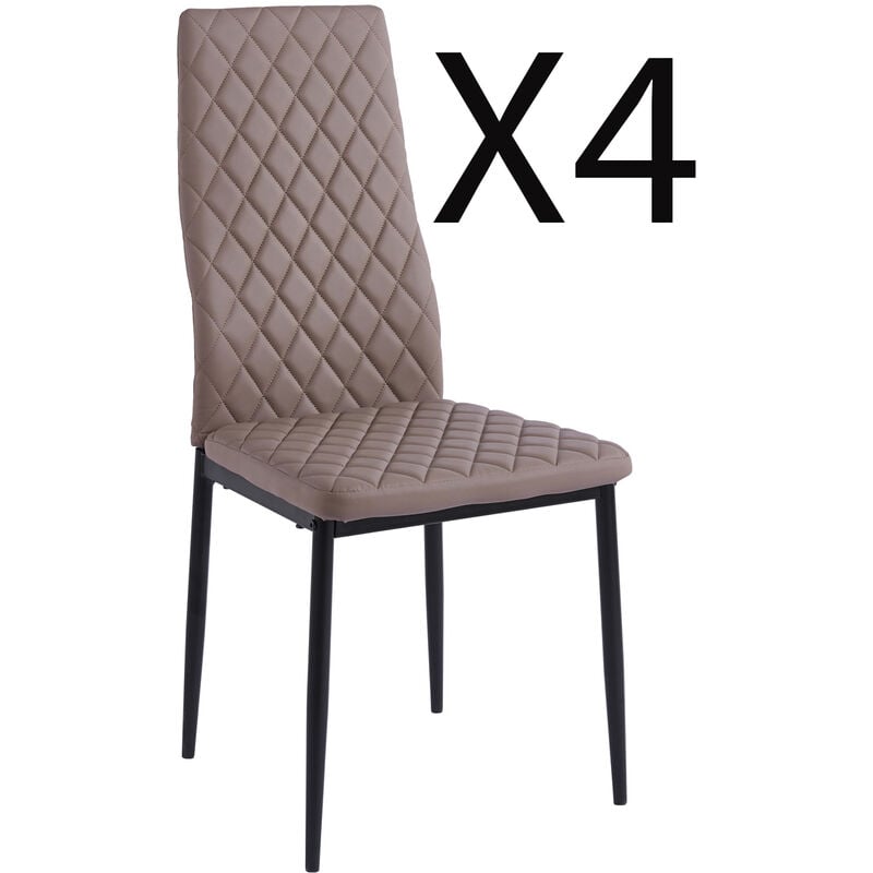 lot de 4 chaises de salle à manger rembourrées en simili-cuir -longueur 43 x profondeur 44 x hauteur 98 cm pegane