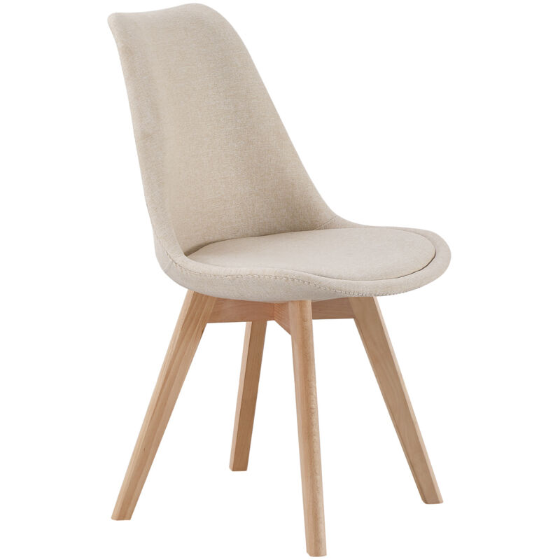Lot de 4 chaises de salle à manger rembourrés coloris Beige - Longueur 48 x Largeur 54 x Hauteur 84 cm Lot de 4 chaises de salle à manger rembourrés coloris Beige - Longueur 48 x Largeur 54 x Hauteur 84 cm