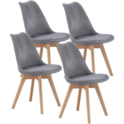 Lot de 4 chaises de salle à manger rembourrés coloris gris - Longueur 48 x Largeur 54 x Hauteur 84 cm