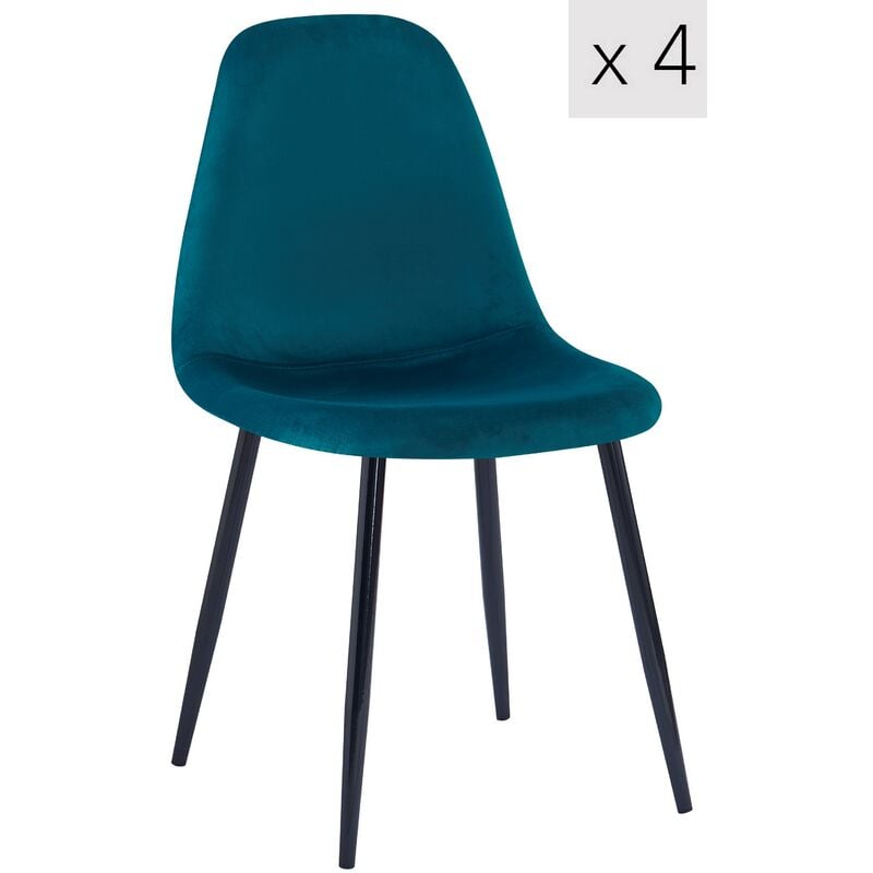 Nordlys - Lot de 4 Chaises de Salle a Manger Scandinaves Metal
