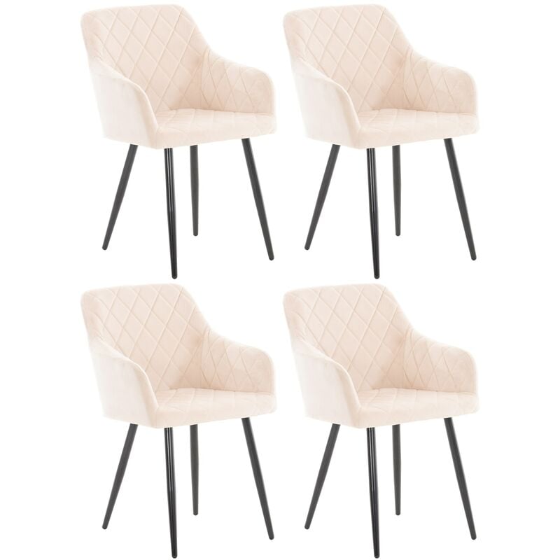 CLP - Lot de 4 chaises de salle à manger Shila avec Piètement en Métal noir Beige Velours