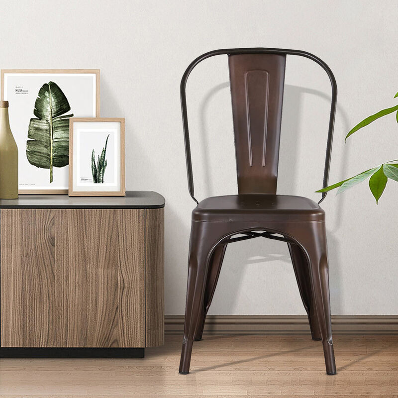 Skecten - Lot de 4 Chaises de Salle à Manger Style Industriel Chaise Métal Empilable Intérieur/Extérieur (Bronze)