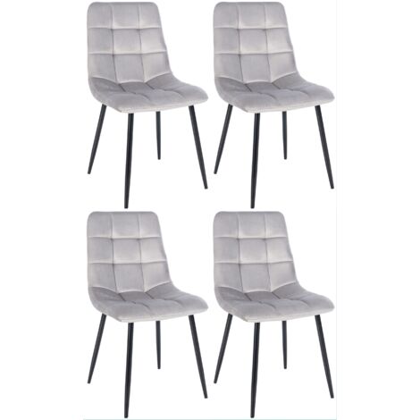 Lot de 4 chaises de salle à manger style moderne et confortable en tissu velours gris et métal noir 100001785