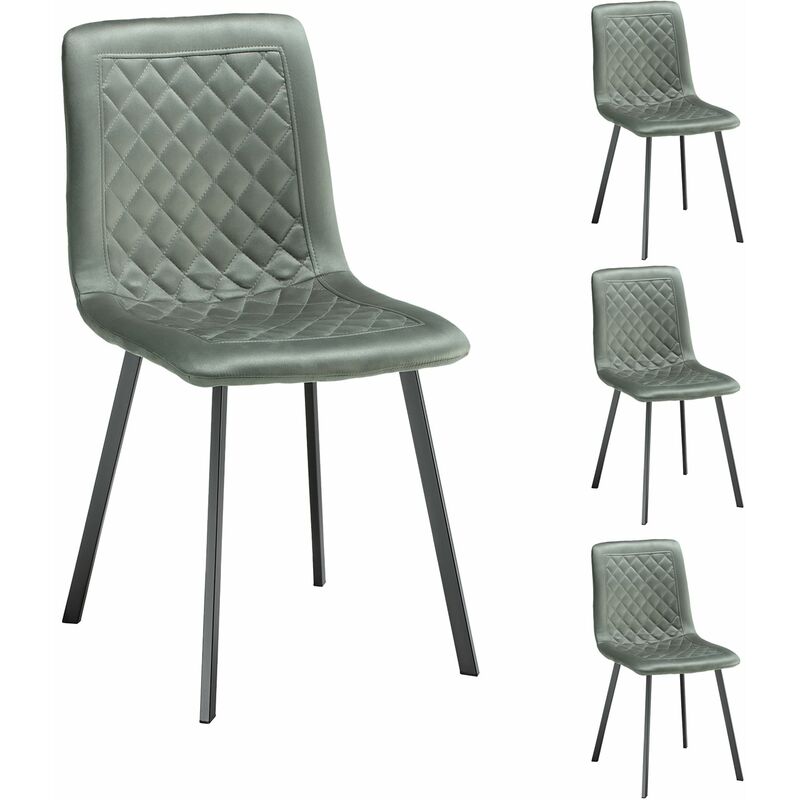 Idimex - Lot de 4 chaises terni, en tissu suédine vert