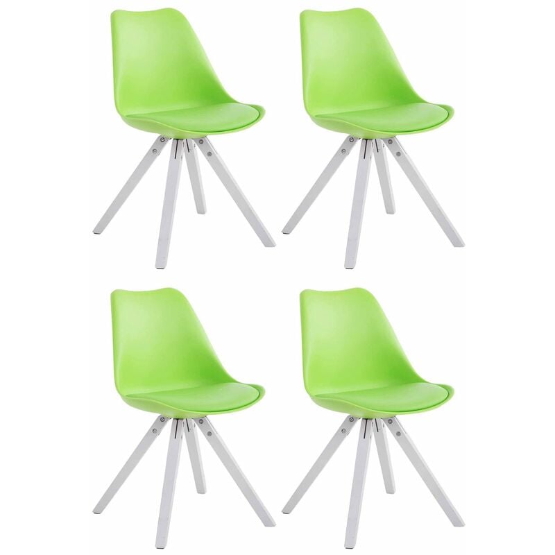 Lot de 4 Chaises de salle à manger Toulouse similicuir Pieds carrés bois Vert Blanc