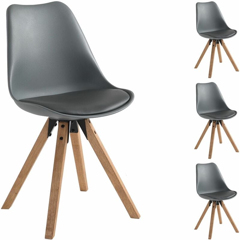 Idimex - Lot de 4 chaises scandinaves tyson, en synthétique gris