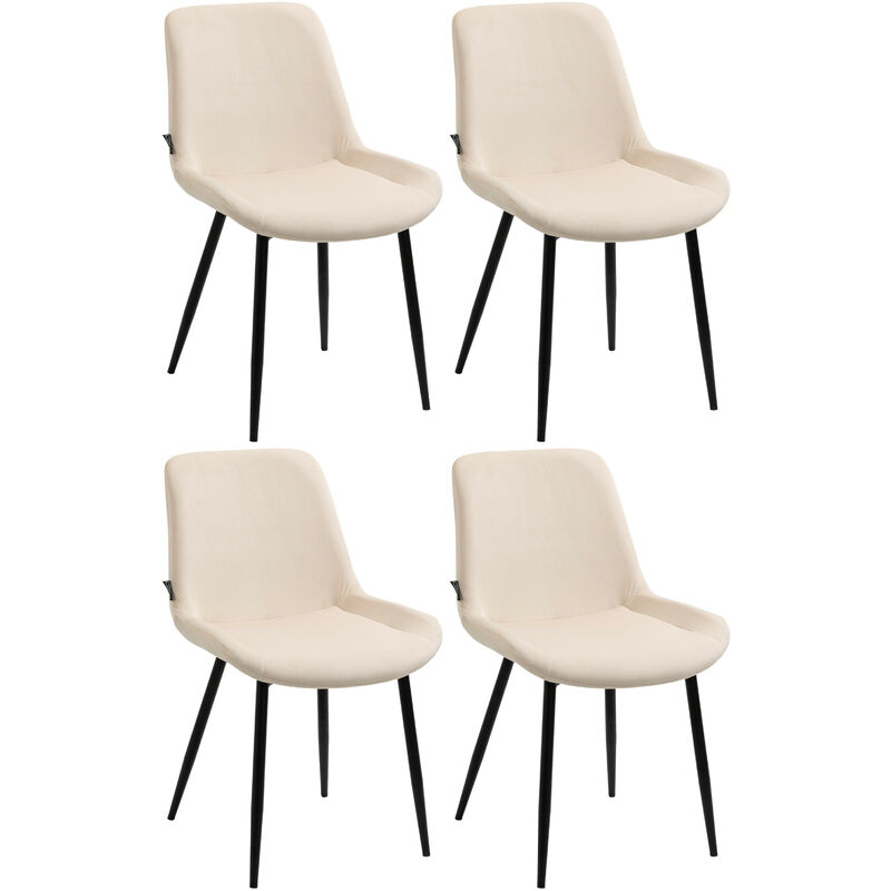 CLP - Lot de 4 chaises de salle à manger Victoria recouvertes de velours Crème