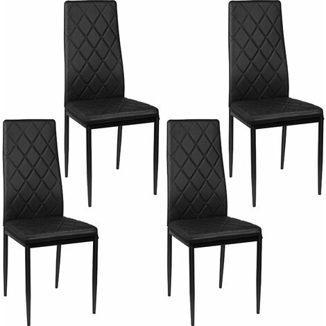 Lot de 4 chaises empilables Nowra avec assise en plastique et Pieds en  métal noir mat