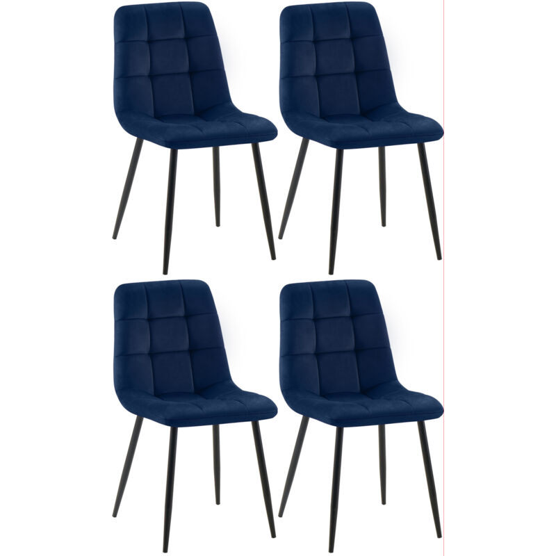 CLP - Lot de 4 chaises de salle à manger Antibes Bleu foncé