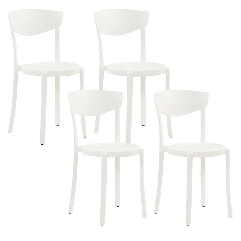 Lot de 4 Chaises de Salle à Manger en Plastique Blanc Empilables et Légères pour Intérieur et Extérieur au Style Moderne et Scandianave Beliani Blanc