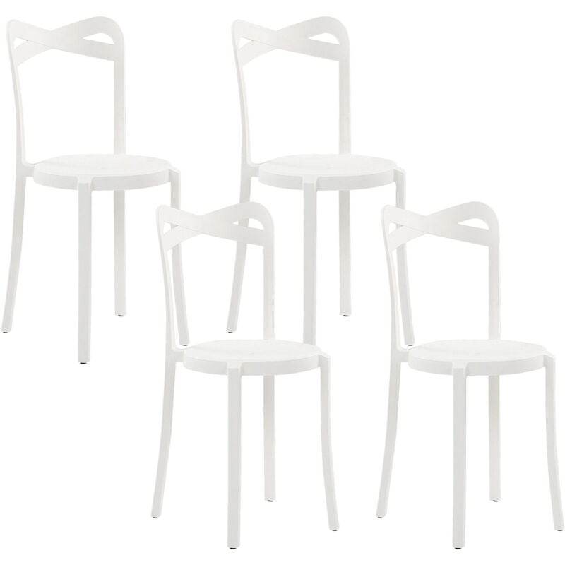 Lot de 4 Chaises de Salle à Manger Design en Plastique Blanc Empilables pour Intérieur et Extérieur au Style Moderne et Scandianave Beliani