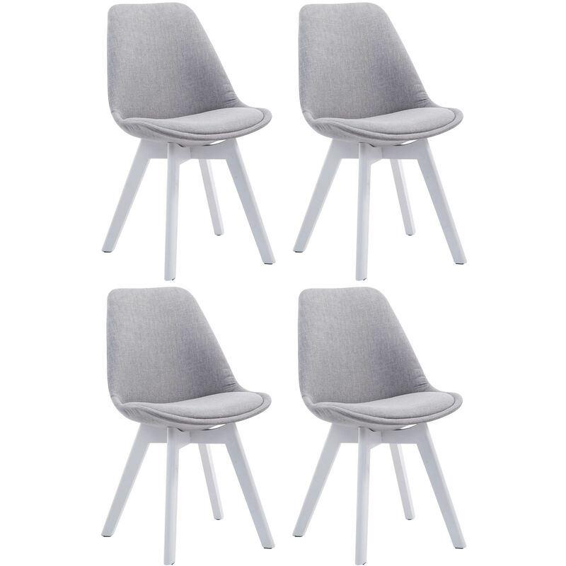 CLP - Lot de 4 chaises de salle à manger Borneo V2 en Tissu Gris Blanc