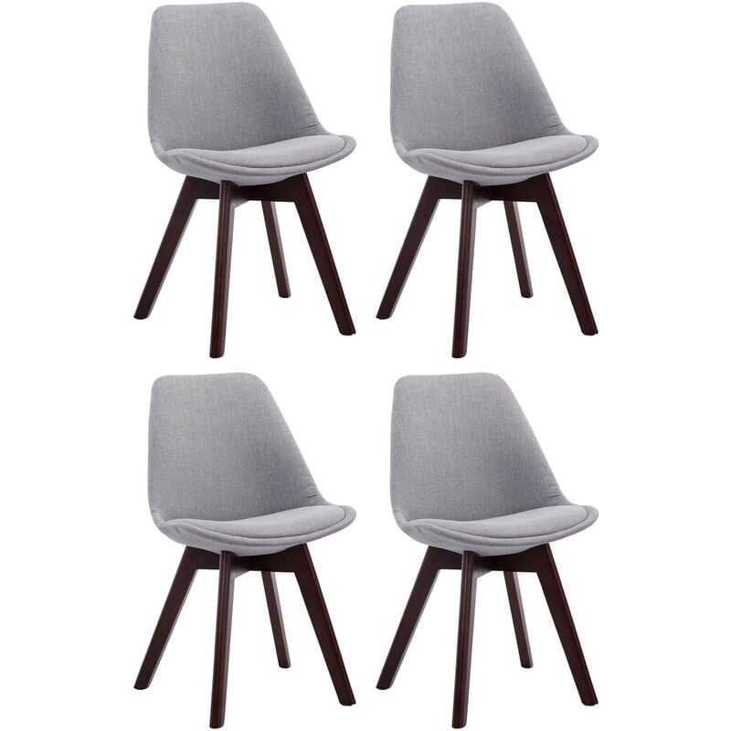 Lot de 4 chaises de salle à manger Borneo V2 en Tissu Gris Noyer