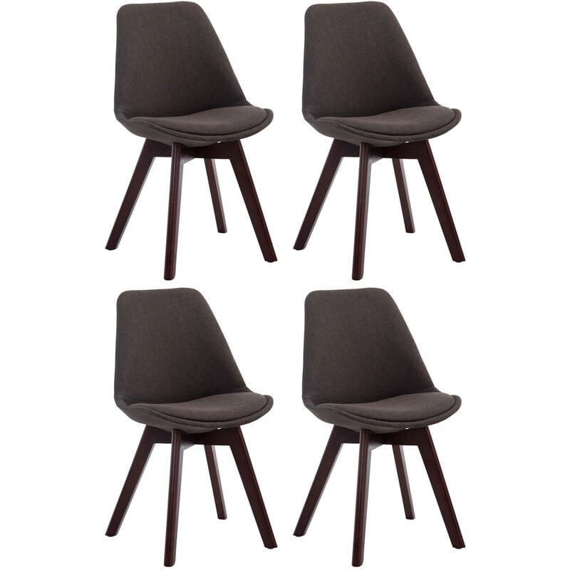 CLP - Lot de 4 chaises de salle à manger Borneo V2 en Tissu Gris foncé Noyer