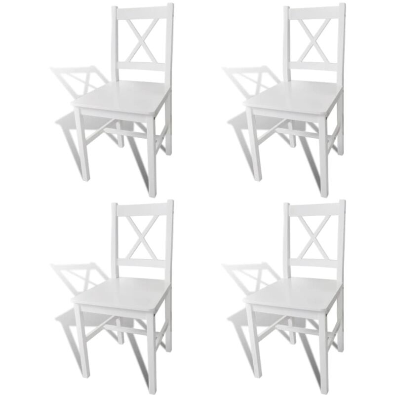 Bonnevie - Lot de 4 Chaises de salle à manger - Chaises à dîner Blanc Bois de pin BV429322