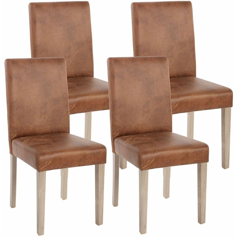 Décoshop26 - Lot de 4 chaises de salle à manger cuisine imitation daim marron vieilli style vintage pieds en bois clair 040000600