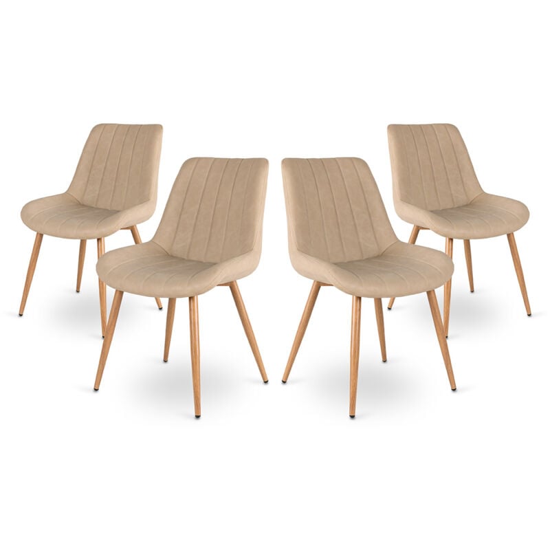 Mc Haus - Lot de 4 chaises de salle à manger, de bureau ou de salon avec dossier rembourré, light beige, style élégant.