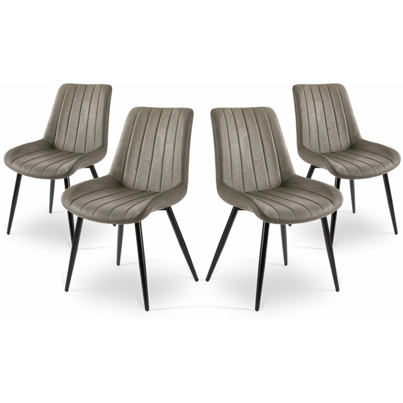 Mc Haus - Lot de 4 chaises de salle à manger, de bureau ou de salon avec dossier rembourré, vert olive, style élégant.