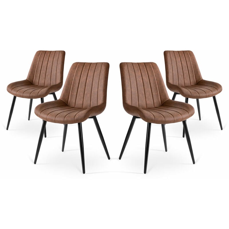 Mc Haus - Lot de 4 chaises de salle à manger, de bureau ou de salon avec dossier rembourré, style élégant, brun