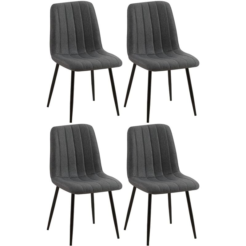 CLP - Ensemble de 4 chaises Dijon gris foncé, tissu