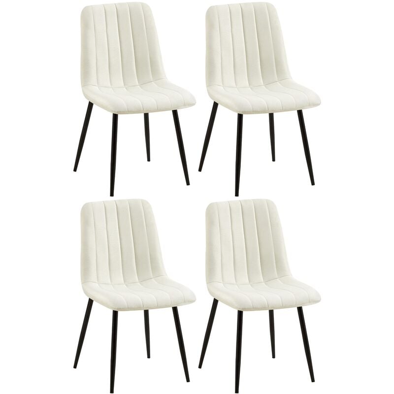 Ensemble de 4 chaises de crème Dijon, tissu