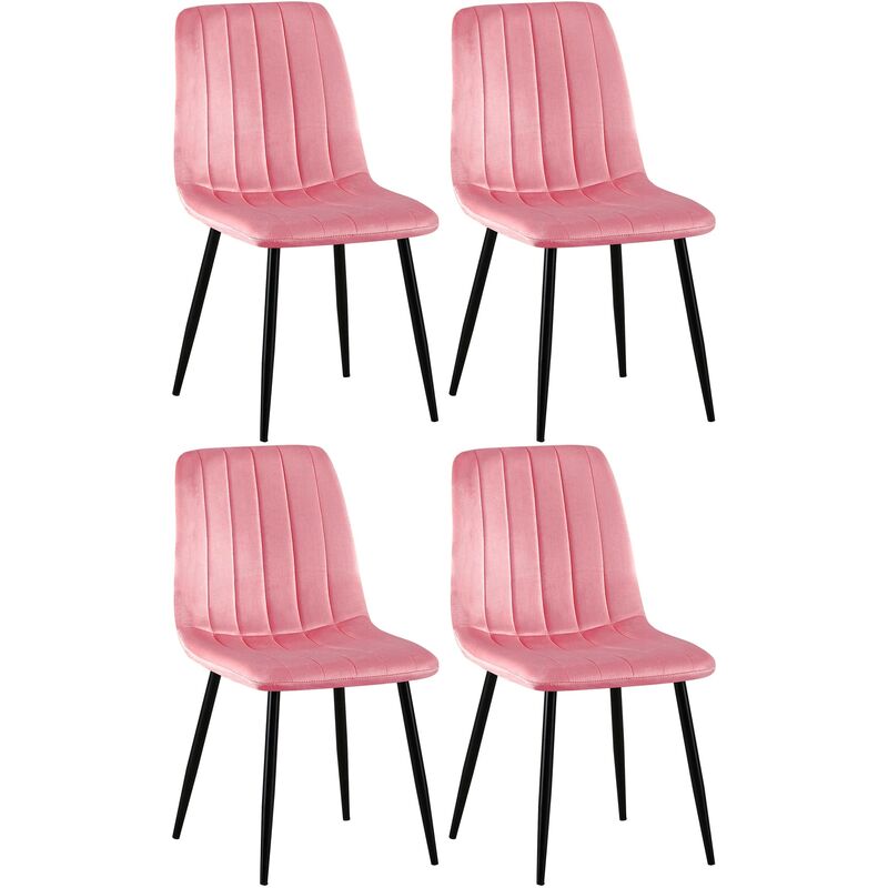 CLP - Ensemble de 4 chaises en velours roses