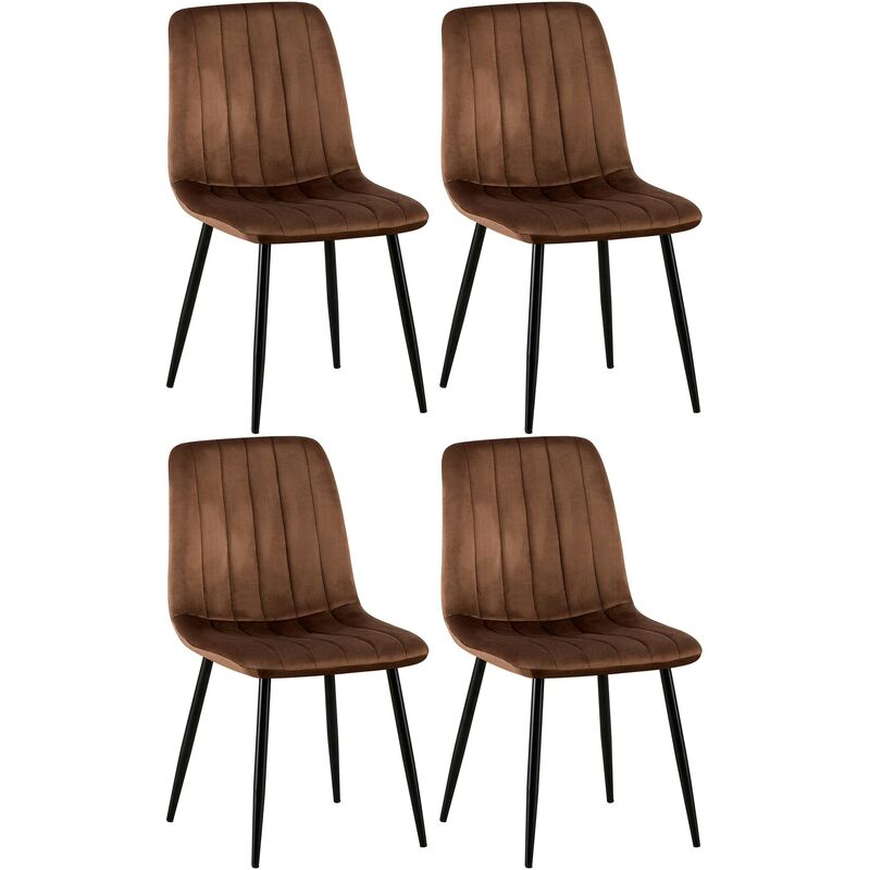CLP - Ensemble de 4 chaises Marrone Dijon, velours