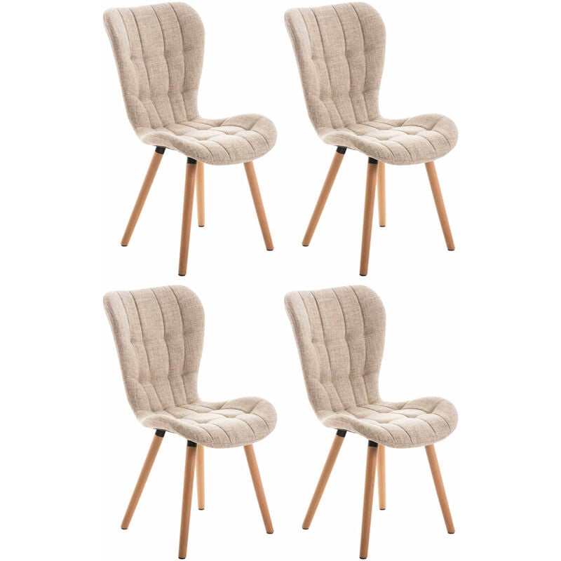 CLP - Lot de 4 Chaises de salle à manger Elda tissu nature Crème
